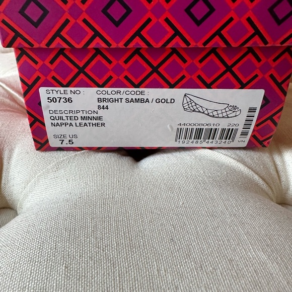 Tory Burch Minnie Quilted Travel Ballet Flat 7.5 Bright Samba/Gold - Picture 3 of 9